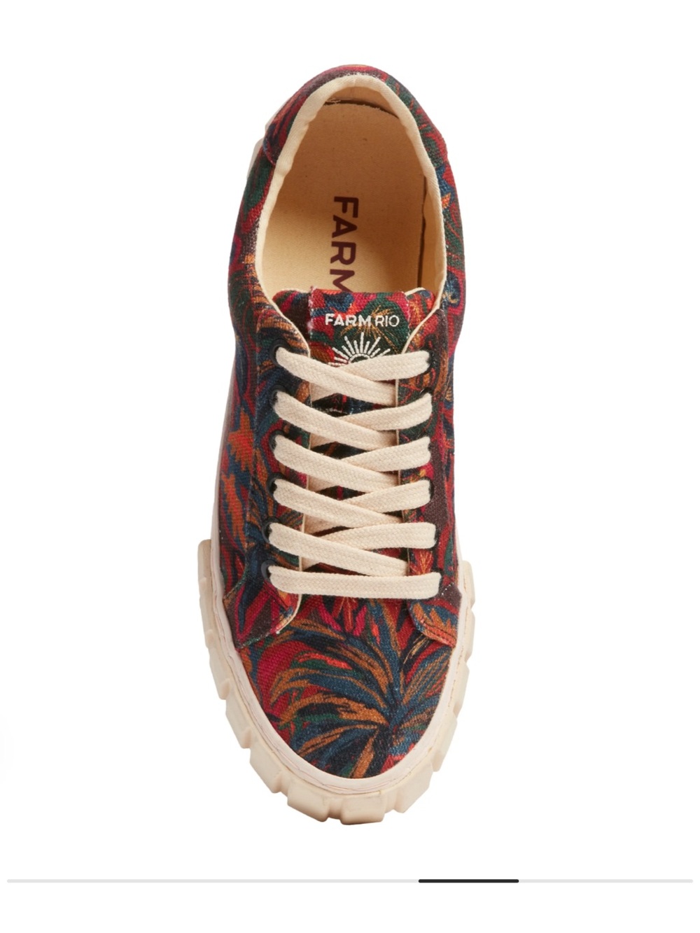 FARM‎ Rio Sunset Forest Platform Red and Blue Tropical Print Canvas Sneaker